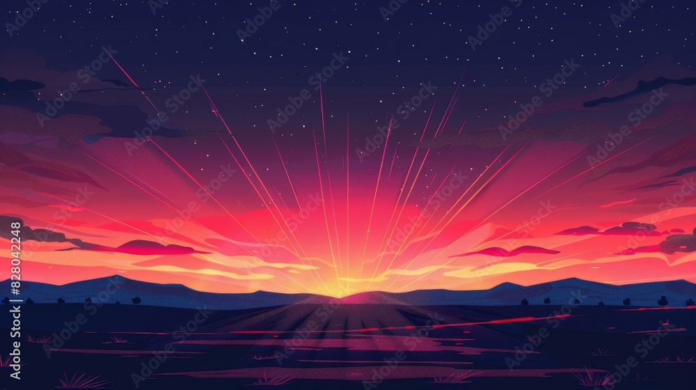 Obraz premium Breathtaking sunset floods the sky with vivid, dramatic hues.