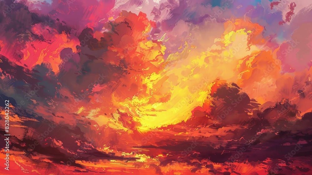 Breathtaking sunset floods the sky with vivid, dramatic hues. Breathtaking sunset floods the sky with vivid, dramatic hues.