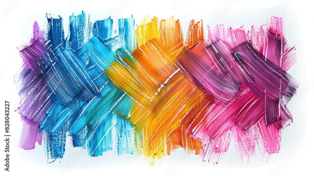 Hand drawing of colorful calligraphy and crosshatching pattern using