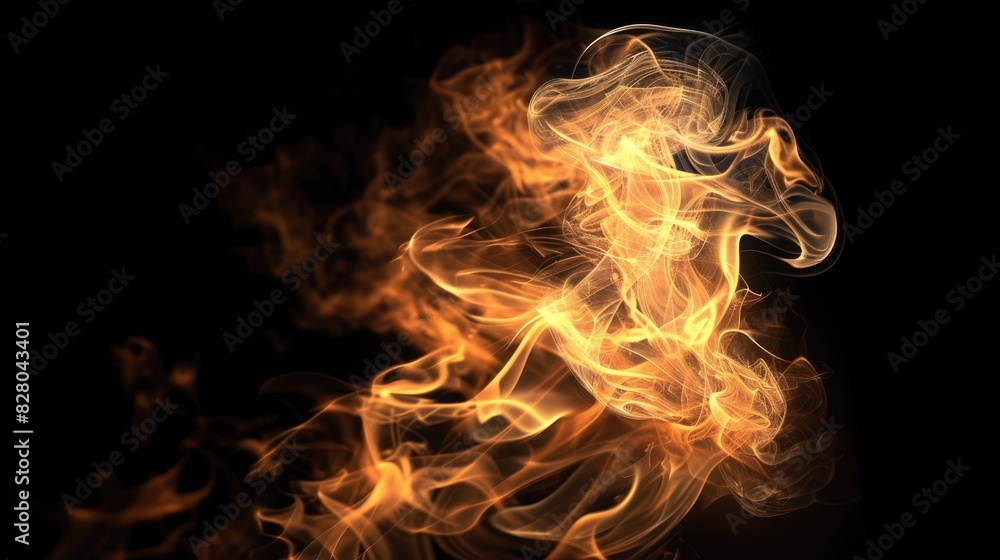 Fototapeta premium Flame fire on black backdrop