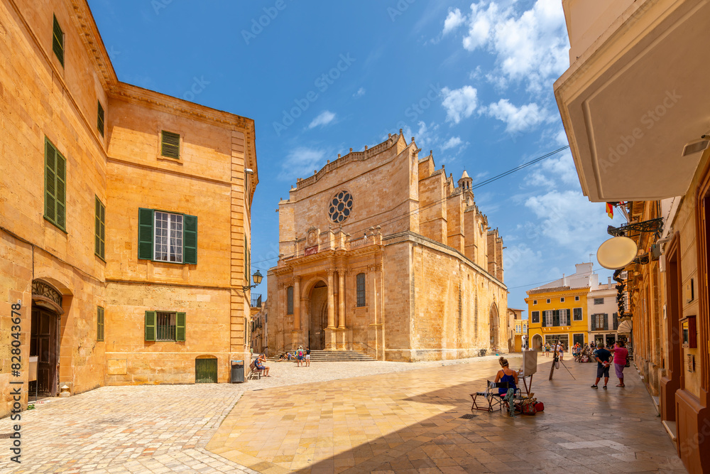 The Ciutadella de Menorca Cathedral in the historic old town center of the medieval Spanish town of Ciutadella de Menorca, on the island of Menorca Spain. The Ciutadella de Menorca Cathedral in the historic old town center of the medieval Spanish town of Ciutadella de Menorca, on the island of Menorca Spain.