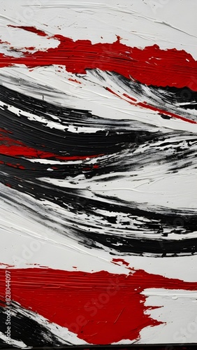 Abstract black, red, maroon and white texture background painting. Oil, acrylic brushstroke, pallet knife paint on canvas.	