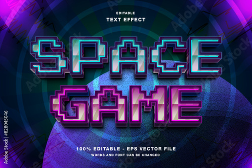 Space Game Pixel 3d text style effect template editable