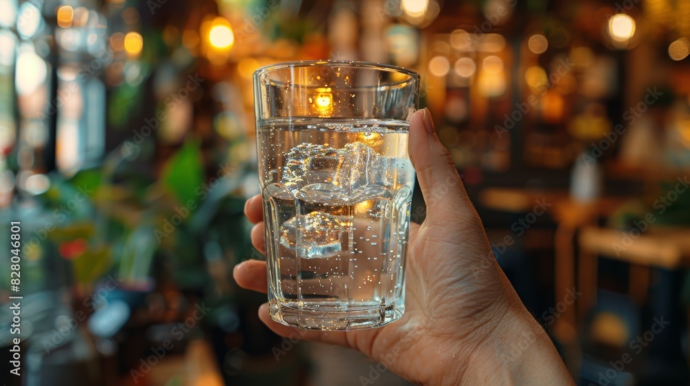 a glass of water in hand, close-up shot a glass of water in hand, close-up shot