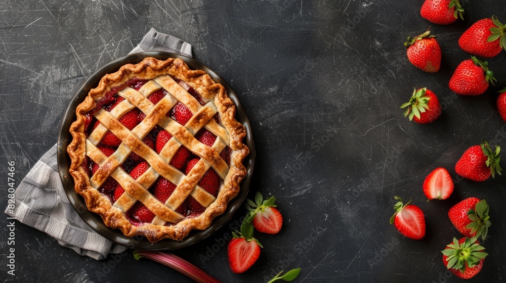 the concept of national strawberry rhubarb pie day, copy space the concept of national strawberry rhubarb pie day, copy space