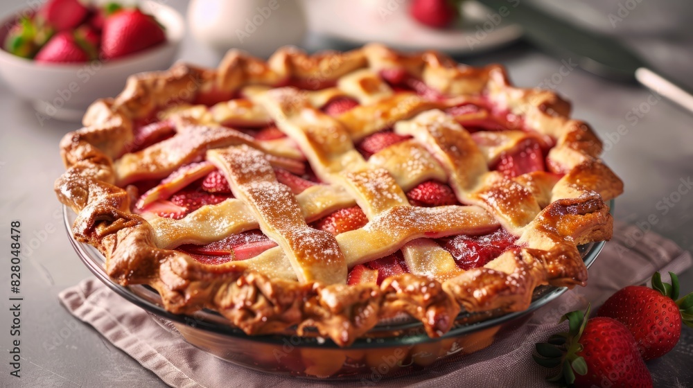 the concept of national strawberry rhubarb pie day, copy space the concept of national strawberry rhubarb pie day, copy space