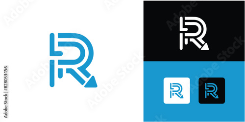 Initial Letter R Arrow Logo Design  Premium Vector. photo