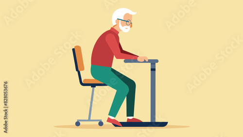 An illustration of a senior using a standassist device to safely get up from a sitting position.. Vector illustration