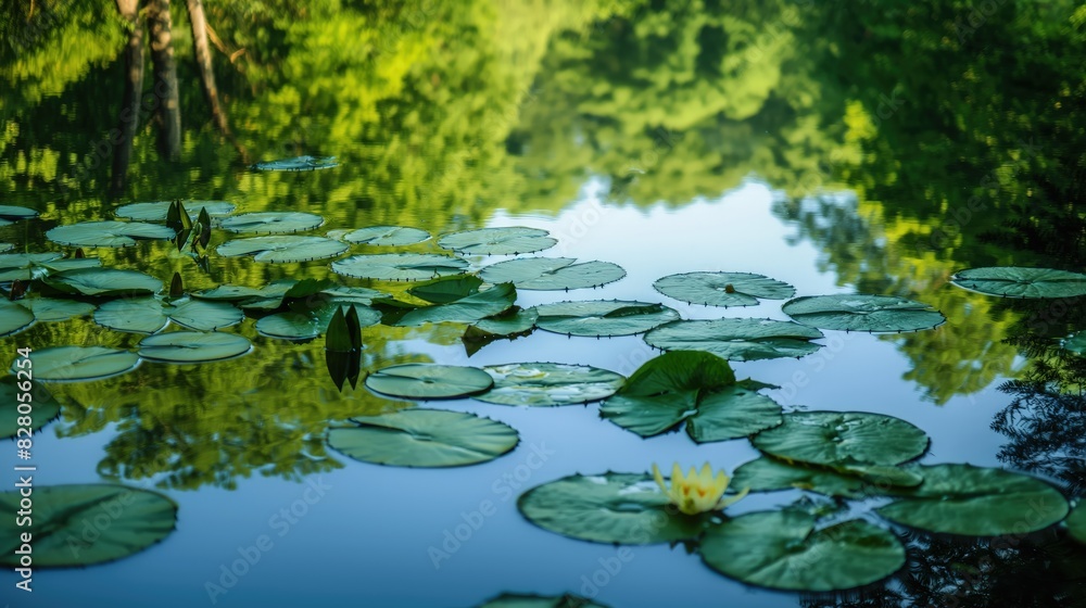 water lily in the pond. water lily in the pond.