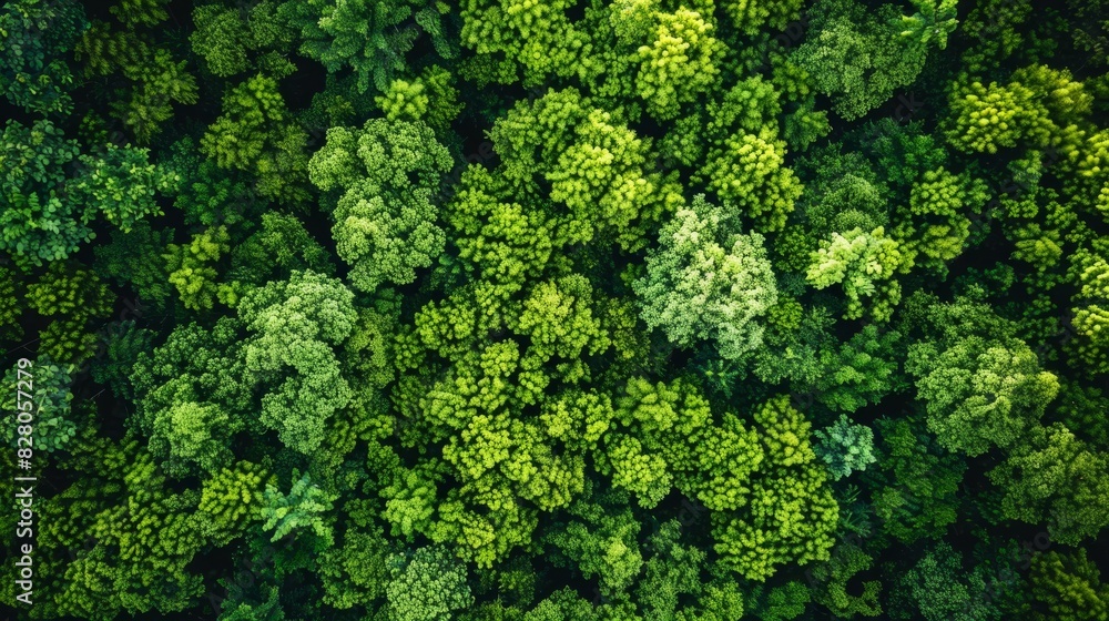 Aerial top view of green trees in forest. Drone view of dense green tree captures CO2. Green tree nature background for carbon neutrality and net zero emissions concept. Sustainable green environment. Aerial top view of green trees in forest. Drone view of dense green tree captures CO2. Green tree nature background for carbon neutrality and net zero emissions concept. Sustainable green environment.