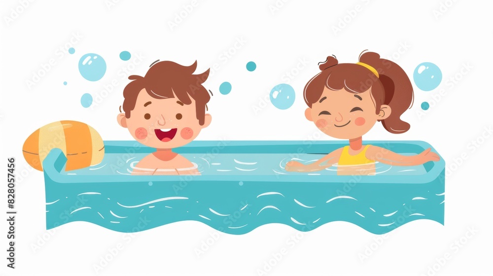 Children in swimming pool vector