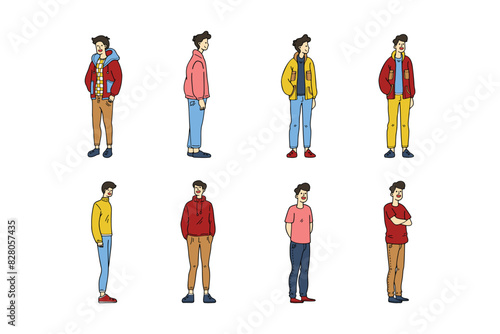 men character set on background