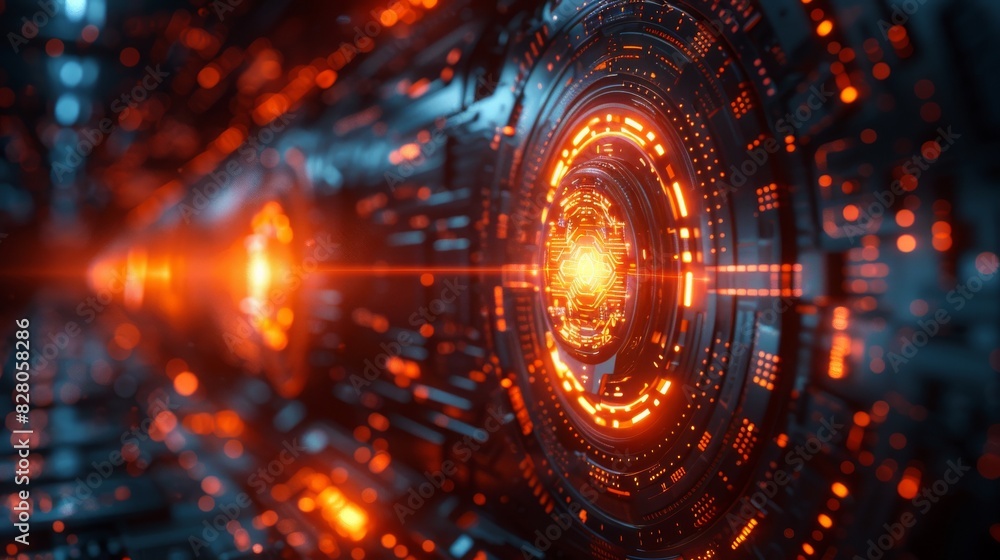 An abstract background for technology showing a high tech interface with a dynamic composition and lots of lights. An abstract background for technology showing a high tech interface with a dynamic composition and lots of lights.