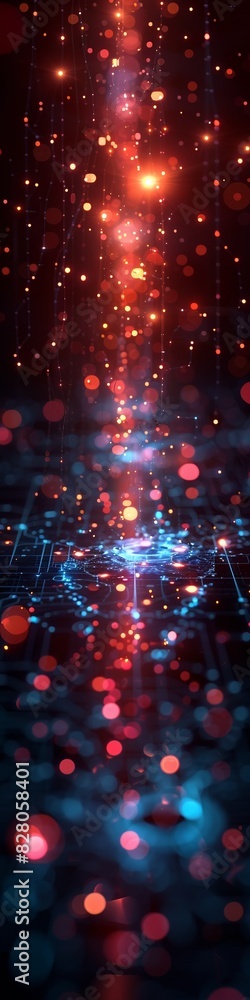 Obraz premium An abstract background for technology showing a high tech interface with a dynamic composition and lots of lights. 
