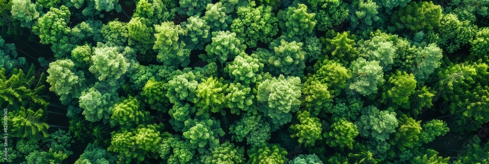 Aerial top view of green trees in forest. Drone view of dense green tree captures CO2. Green tree nature background for carbon neutrality and net zero emissions concept. Sustainable green environment. Aerial top view of green trees in forest. Drone view of dense green tree captures CO2. Green tree nature background for carbon neutrality and net zero emissions concept. Sustainable green environment.