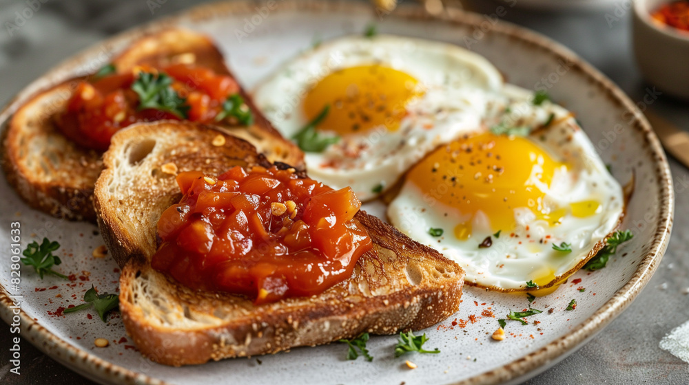  an egg sandwich with tomato sauce