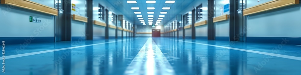 A sleek and sterile empty hospital corridor background that is somewhat sad and possibly alarming. A sleek and sterile empty hospital corridor background that is somewhat sad and possibly alarming.