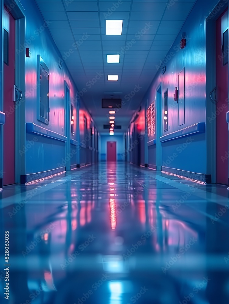 A sleek and sterile empty hospital corridor background that is somewhat sad and possibly alarming. A sleek and sterile empty hospital corridor background that is somewhat sad and possibly alarming.