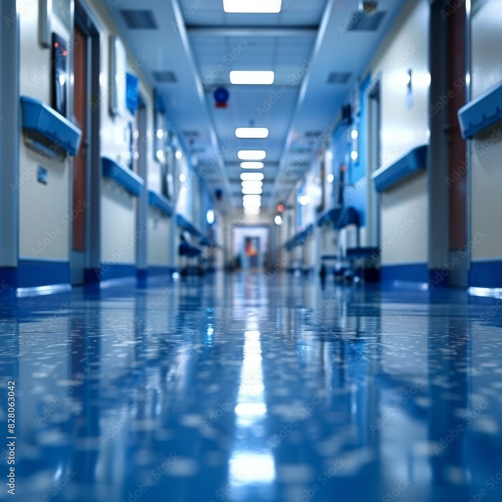 A sleek and sterile empty hospital corridor background that is somewhat sad and possibly alarming. A sleek and sterile empty hospital corridor background that is somewhat sad and possibly alarming.