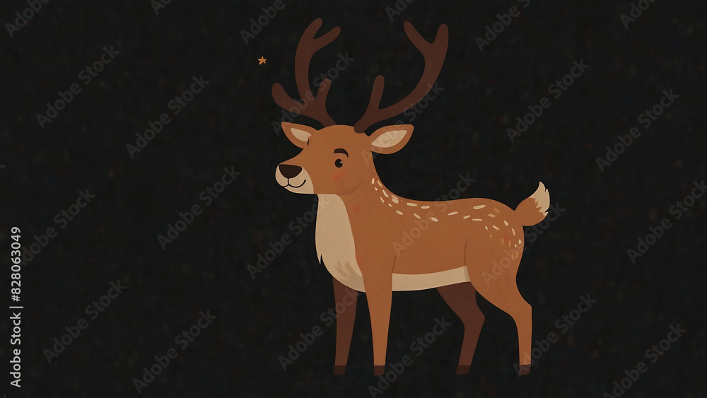 Fototapeta premium Christmas reindeer cartoon style, festive, celebration, joyful