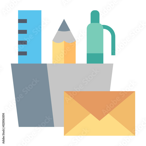Stationery Icons for Office Supplies Symbols
