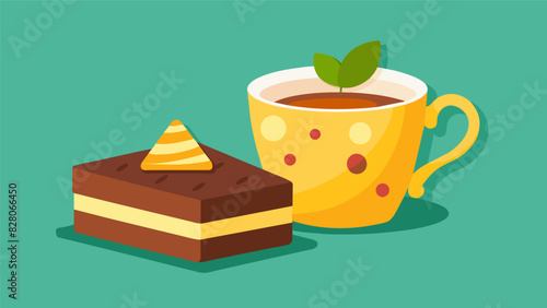 For an indulgent treat try a creamy vanilla rooibos tea with a slice of rich chocolate brownie.. Vector illustration