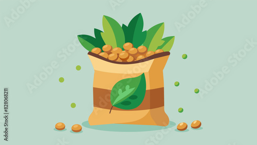 A variety pack of savory roasted chickpeas sold in a compostable bag made from plantbased materials reducing plastic pollution.. Vector illustration