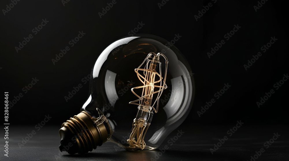 light bulb on the black background.  Genrative.ai 