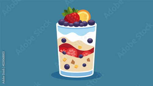 Nutritious and delicious yogurt parfait layered with granola and fresh berries a fun and tasty treat for little ones.. Vector illustration