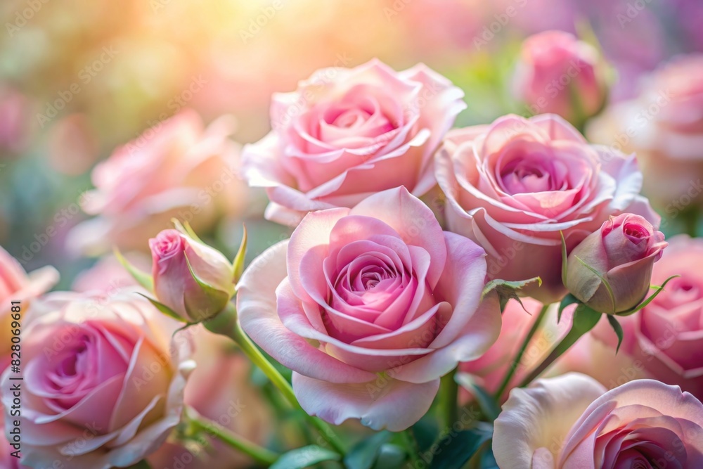 Pink roses in soft color, Made with blur style for background Pink roses in soft color, Made with blur style for background