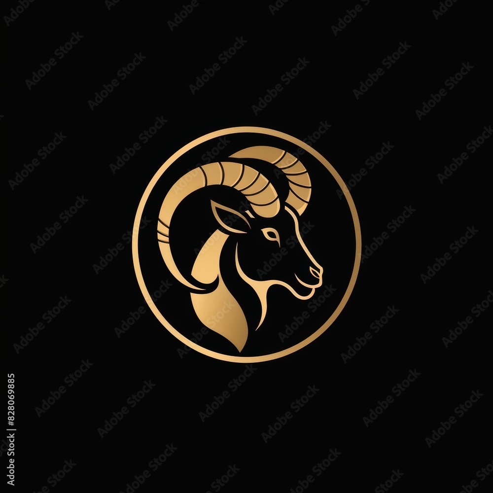 Fototapeta premium golden goat circular logo, minimalist, professional
