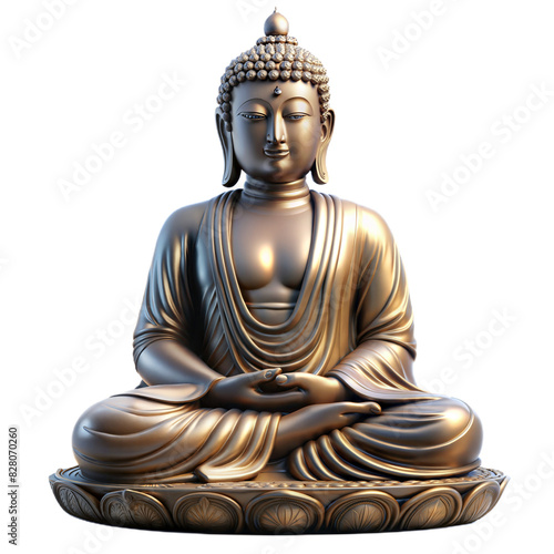 3d rendering of buddha statute on  white background
