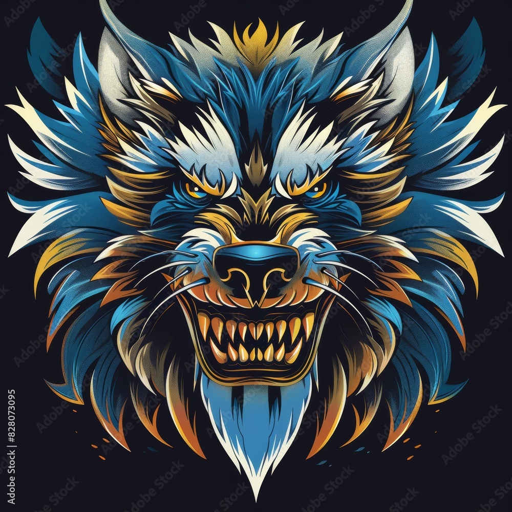 Obraz premium illustration graphic, wolf monster animal logo