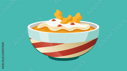 Indulge in the perfect combination of sweet and savory with layers of homemade bacon granola and smooth plain yogurt topped with a sprinkle of maple. Vector illustration