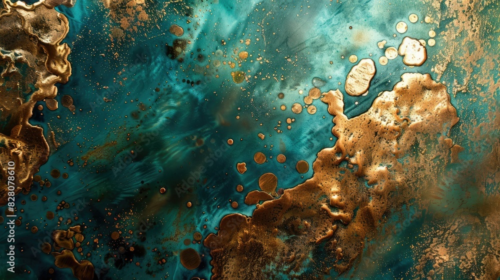 Obraz premium Glinting copper surface with rich patina