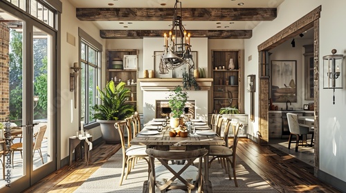 Luxury dining room interior in classic style