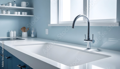 Modern kitchen with sink and water faucet 2
