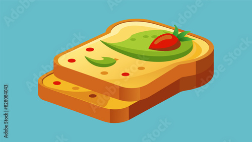 Thick slices of hearty whole grain bread paired with a zesty jalapeno cheese spread for a y twist.. Vector illustration