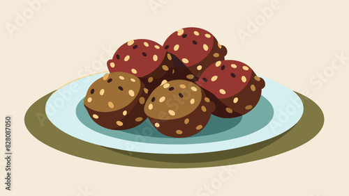 Bitesize energy balls made with oats seeds and dried cranberries for a filling and tasty midday snack.. Vector illustration