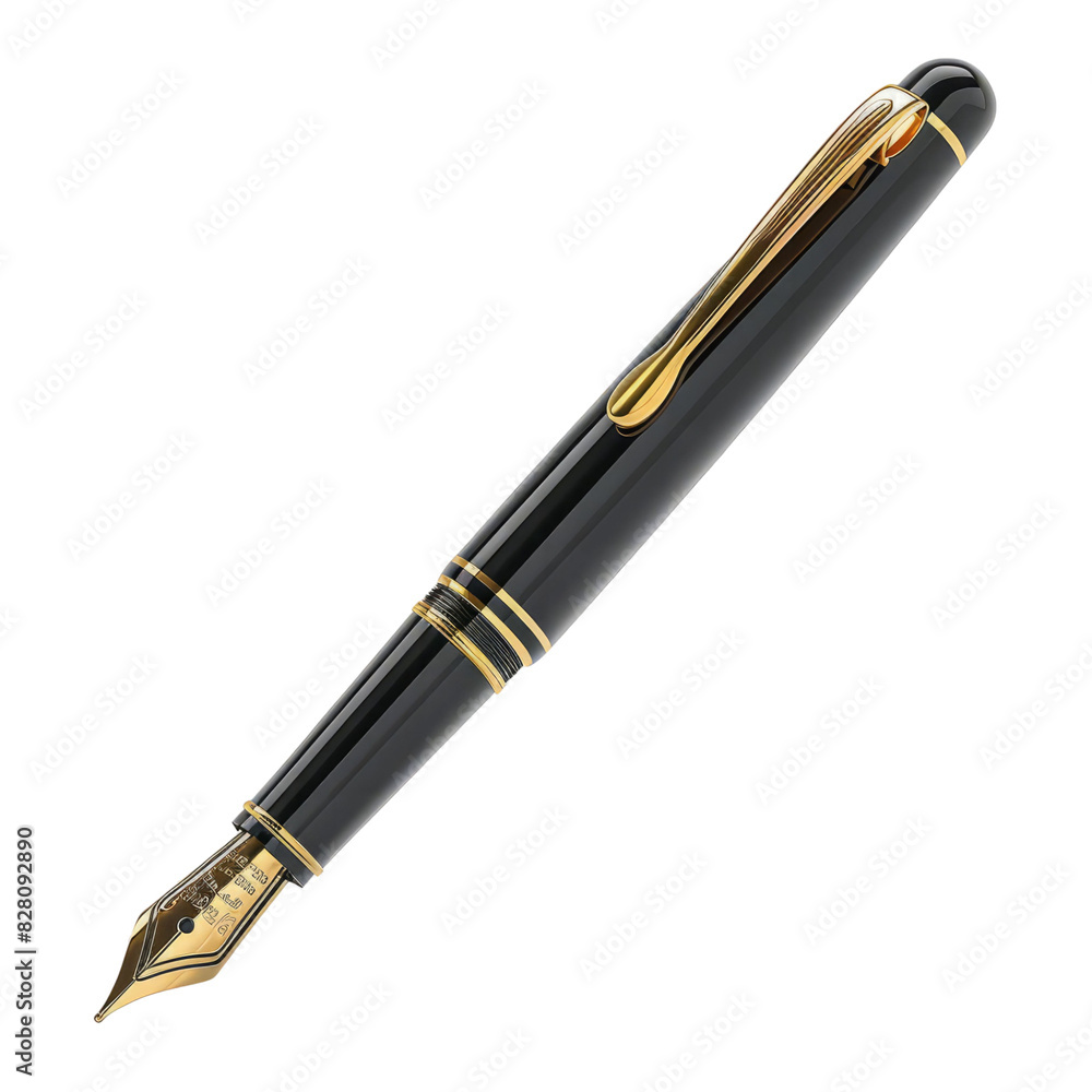 Black and gold fountain pen isolated on white background. Black and gold fountain pen isolated on white background.