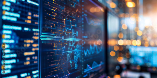 A computer screen displaying complex machine learning algorithms on a blurred background - Generative AI
