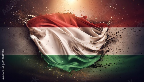 Hungarian Flag in Vibrant Artistic Presentation photo