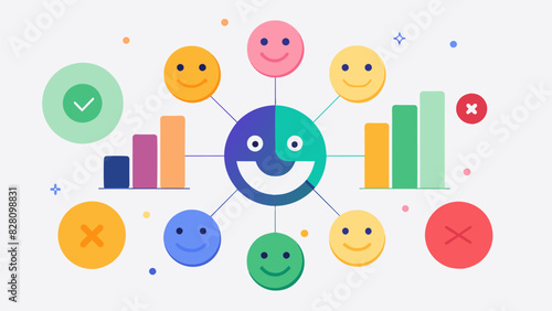 An infographic displaying the most common emotions and their corresponding colors in a popular mood tracking app.. Vector illustration