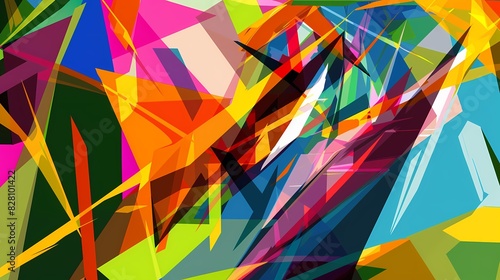 Wallpaper Mural Colorful geometric abstract artwork with sharp angles and vibrant hues, modern art style, clean lines, dynamic composition Torontodigital.ca