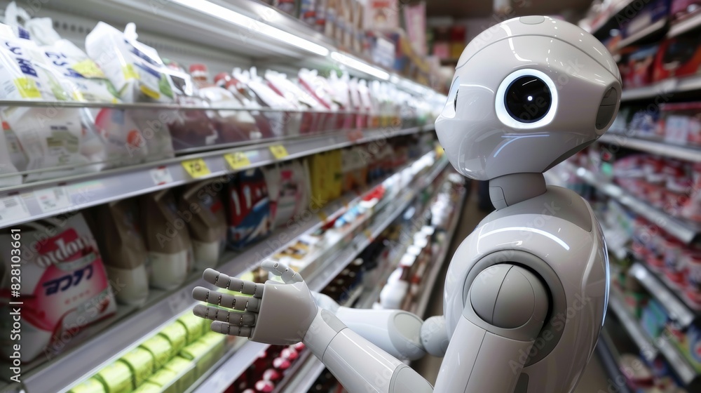 Humanoid robots provide customer service and manage inventory in stores. 