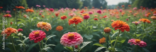 Wallpaper Mural zinnia flowers on garden yard background banner Torontodigital.ca