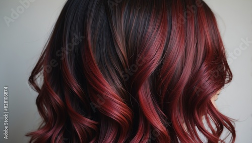 light to dark red gradient color hair close-up