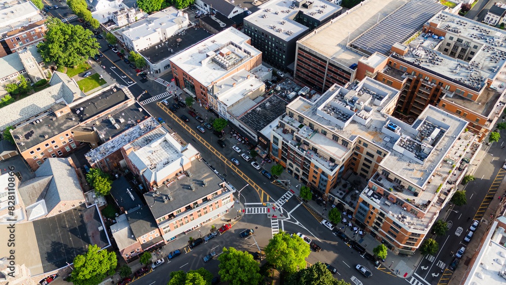 Fototapeta premium Aerial Drone of Morristown New Jersey Summer 2024