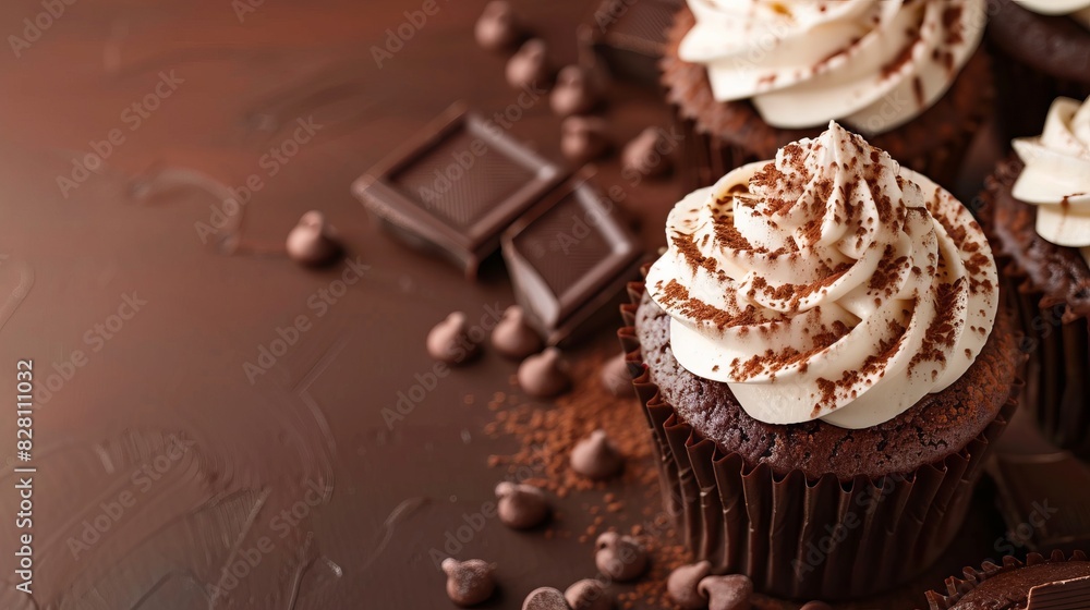 Chocolate Cupcake Day concept with copy space area for text Chocolate Cupcake Day concept with copy space area for text