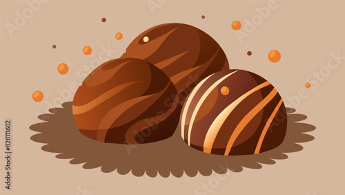 Indulgent chocolate truffles filled with rich ganache and dusted with cocoa powder.. Vector illustration